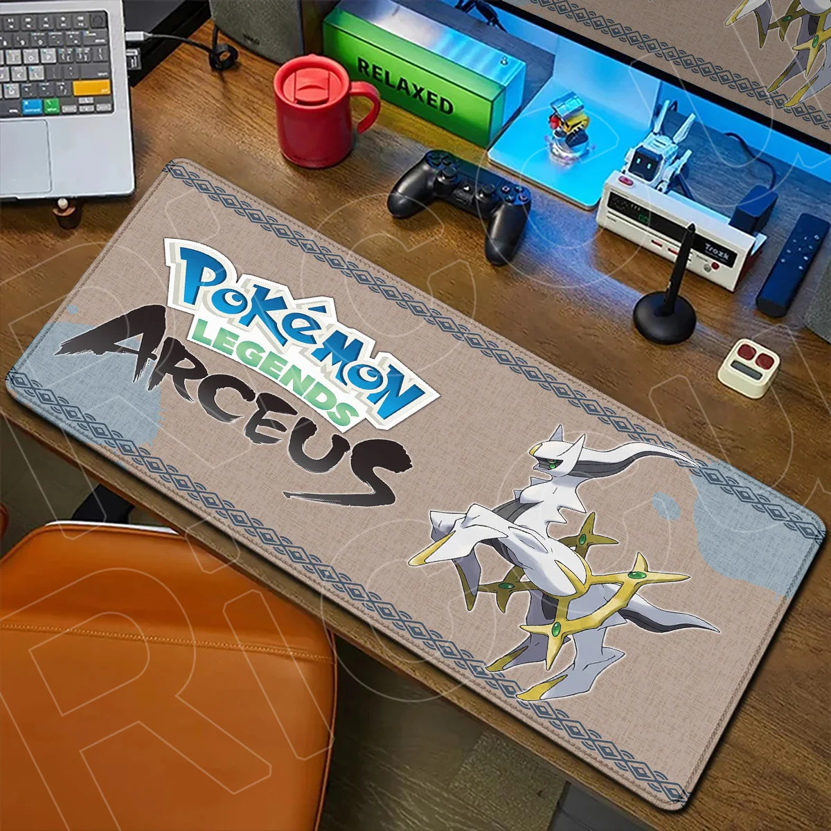 Notebook Locking Edge Mousepad PC Rubber Accessories Pokemon Arceus Anime Gaming Mouse Mat Cool Creator God Table Rugs 900x400mm