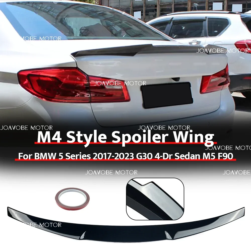 

Глянцевый черный спойлер в стиле M4 для BMW 5 серии 2017-2023 G30 4-дверный седан M5 F90