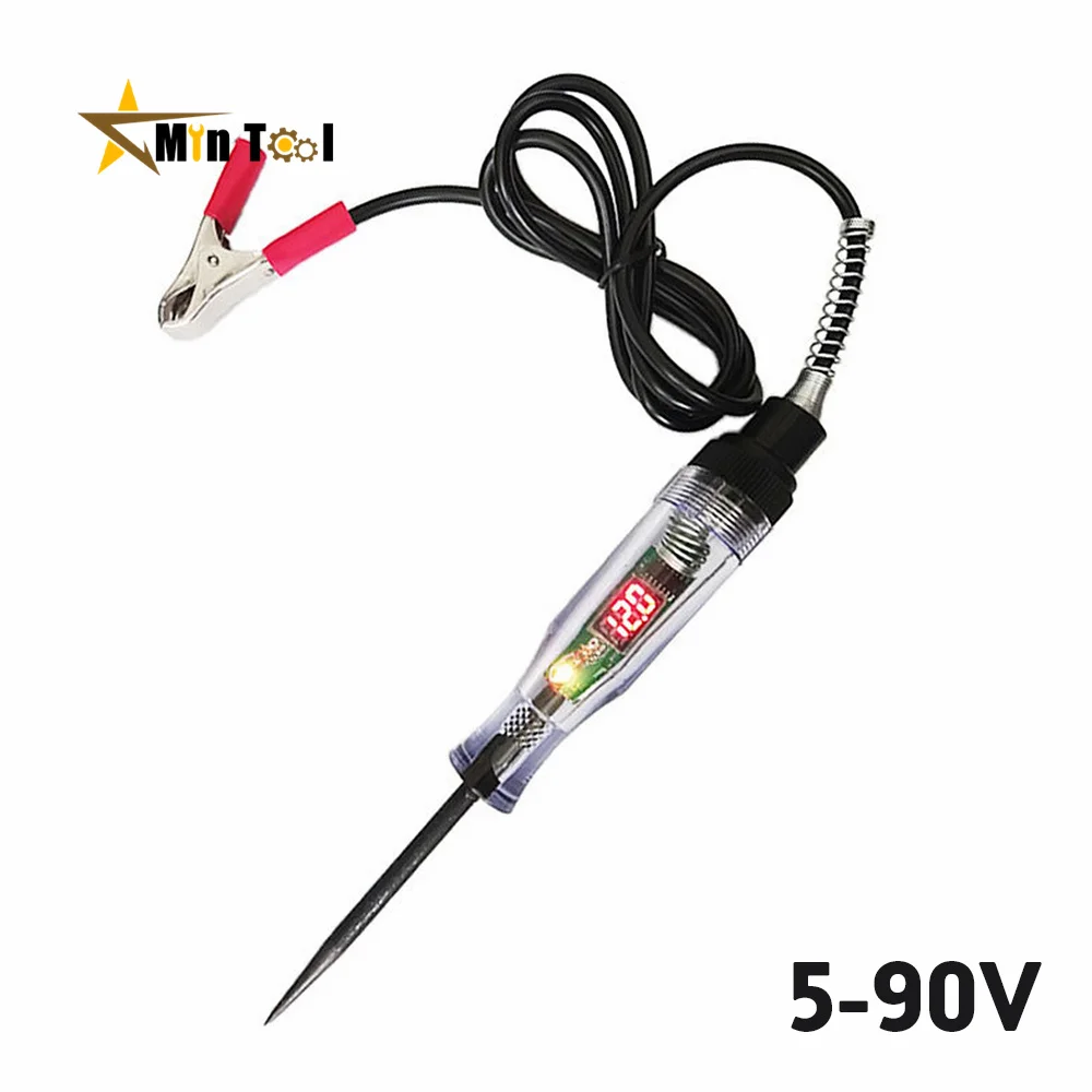 5-90V Car Truck Voltage Circuit Tester Digital Display Long Probe Pen Light Bulb Automobile Diagnostic Tools Auto Repair  Tool