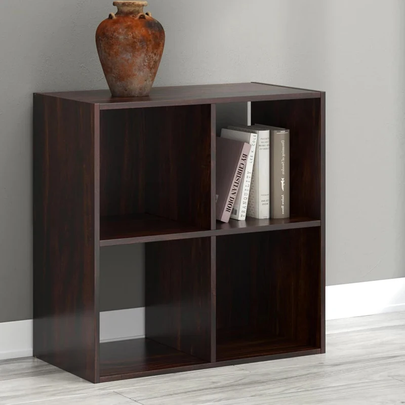 custom.Sturdy 4-Compartment Wooden Shelf, 2x2 Grid Open Bookcase, Space-Saving Storage Unit Books, Media & Decor in Sp