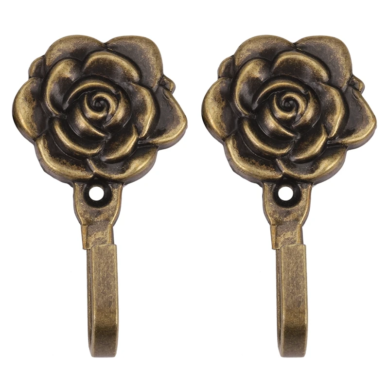 Hot 2Pcs Metal Rose Flower Curtain Tie Back Tieback Holders Wall Hooks Decor