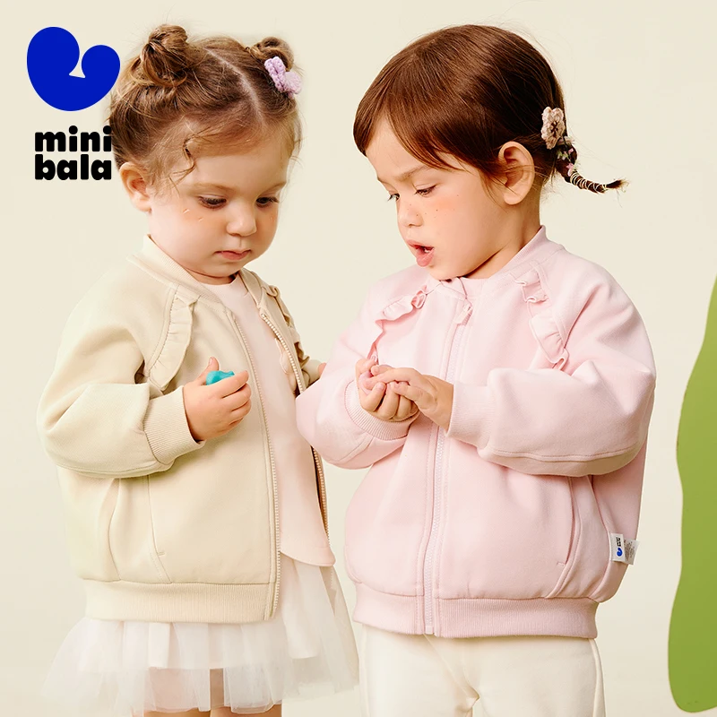 

Mini Bala Girls Lace Baseball Jacket 2025 New Autumn Breathable Comfortable Cute Top for School