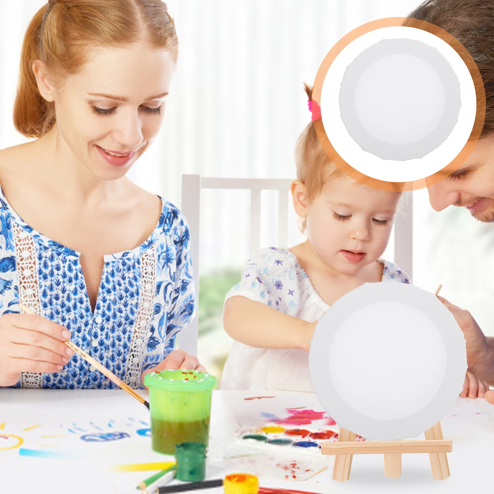 

3pcs Round Canvas Frame Blank Painting Boards Mini Oil Painting Panel For Diy Art Projects Portable Artist Panels