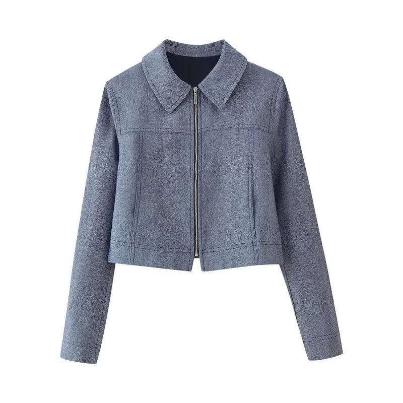 Zweiteiliges Set aus kurzem Blazer und langen Hosen mit Fischgrätenmuster für Damen