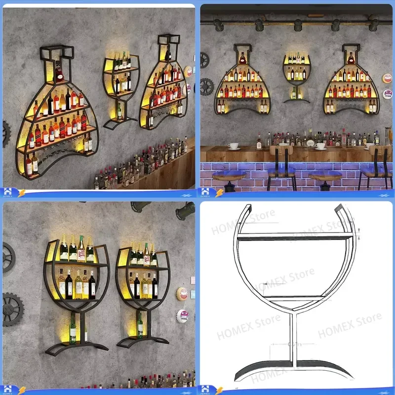 Modern Wall Mounted Wine Rack 3 Piece Set Floating Bar Counter Storage Shelf Cabinet Home Decor Display Organizer for Living