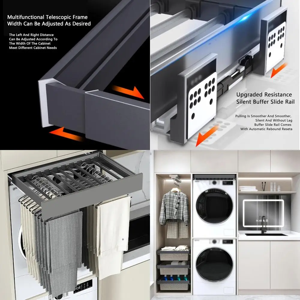 Space-Efficient Retractable Clothes Drying Rack & Pull-Out W
