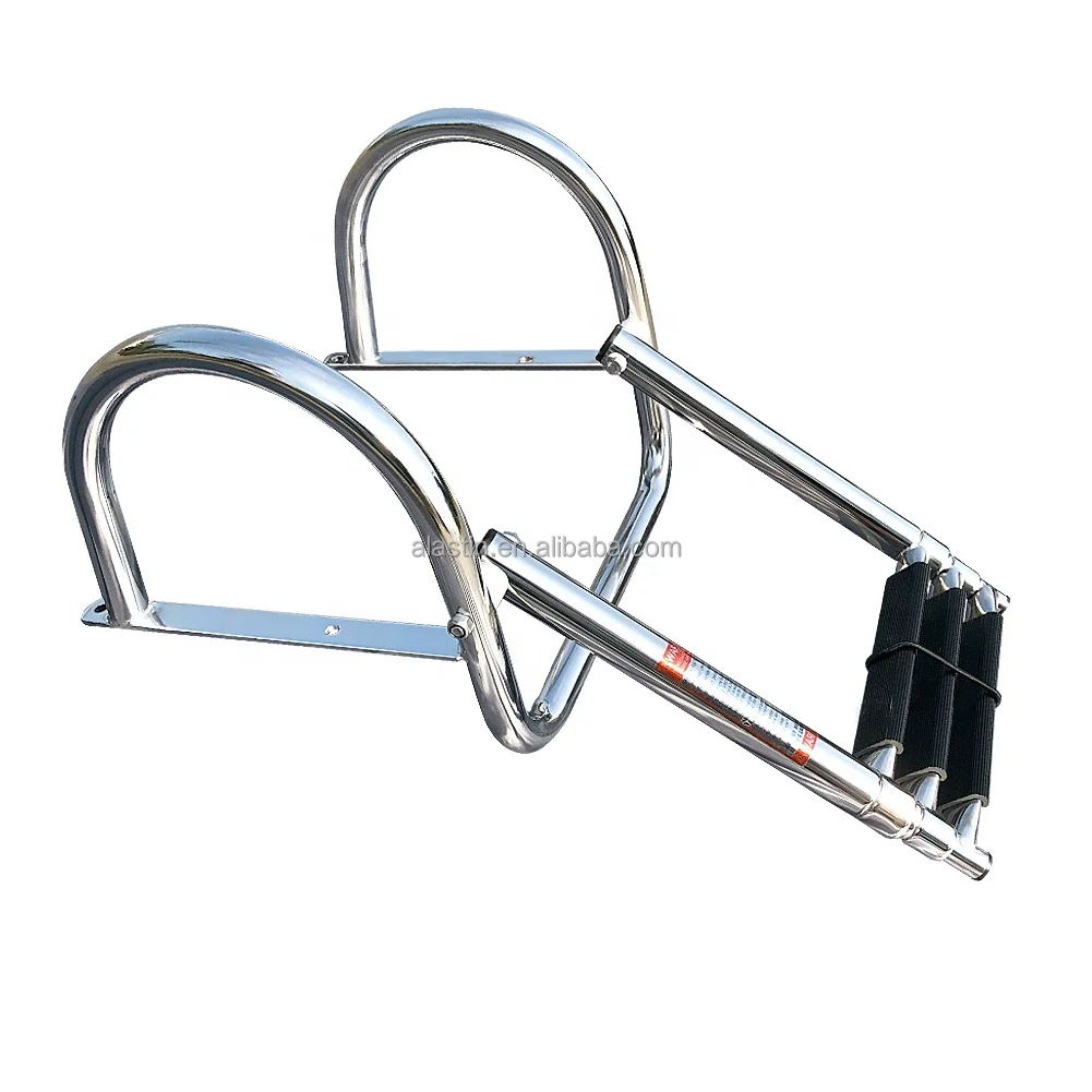 

STLF Marine Boat Popular Stainless Steel Mirror Polished 3 Step Folding Ladder for Marine Boat Yacht