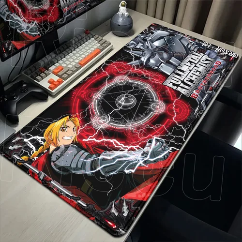 Alfombrilla de ratón grande Fullmetal Alchemist, alfombrilla de ratón personalizada para el hogar, alfombrilla de teclado XXL, alfombra antideslizante para oficina, alfombrilla suave para mesa de ordenador
