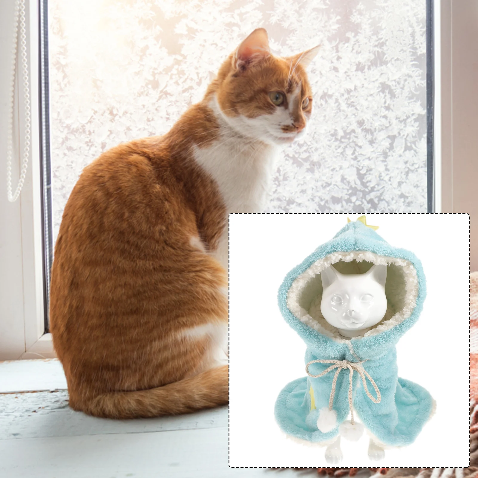 

Warm Clothes Puppy Poncho Winter Pet Cape For Dog Cat Thicken Soft Cozy Outdoor Wear Washable Pet Costume