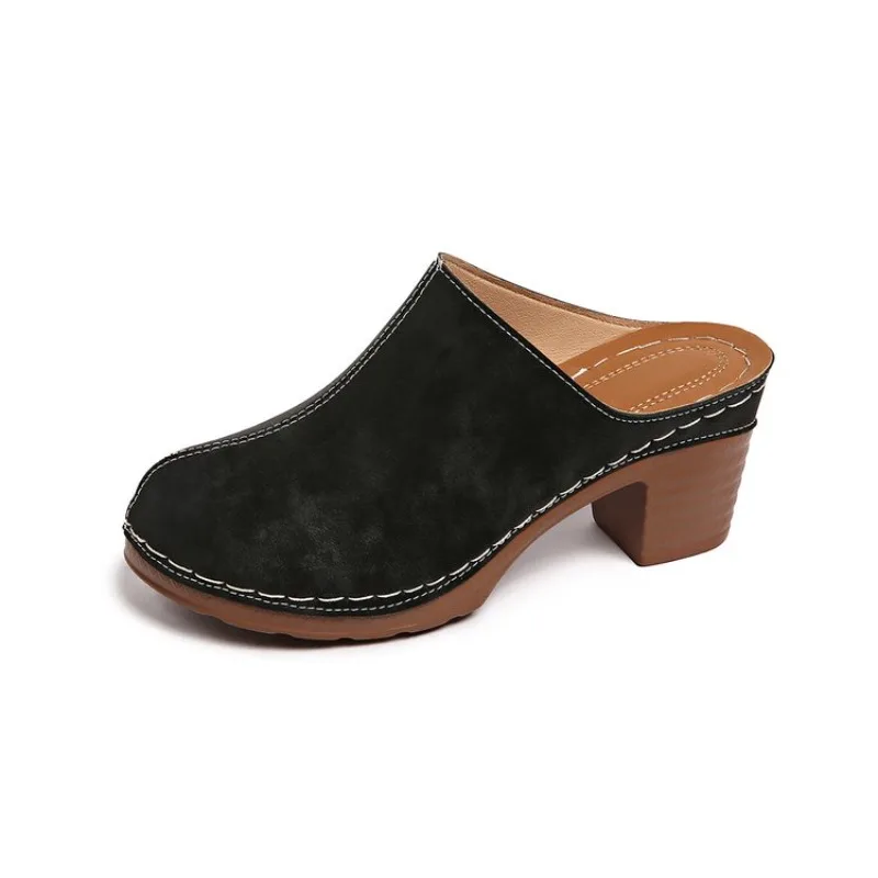 2026 Women High heels Closed Toe Wedge Vintage Sandals Ladies Platform Designer Shoes New Summer Fashion Slippers Slides Women image 4