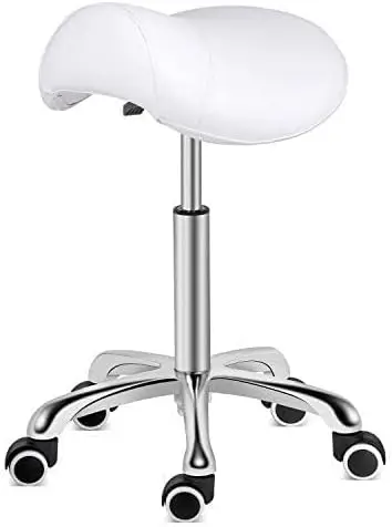 Kaleurrier Saddle Stool Rolling Swivel Height Adjustable with Wheels,Heavy Duty Stool,Ergonomic Stool Chair for Lab,Clinic,Denti