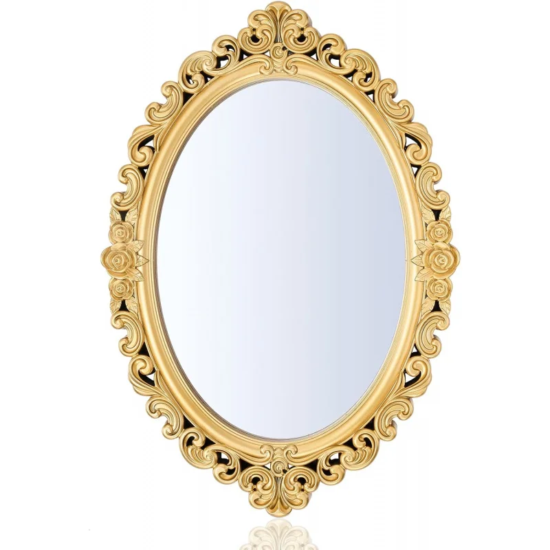 

Oval Gold Vintage Mirror 9 x 12.6 Inches Antique Retro Mirror Small Vintage Hanging Mirror Decorative Mirrors Makeup Mirror