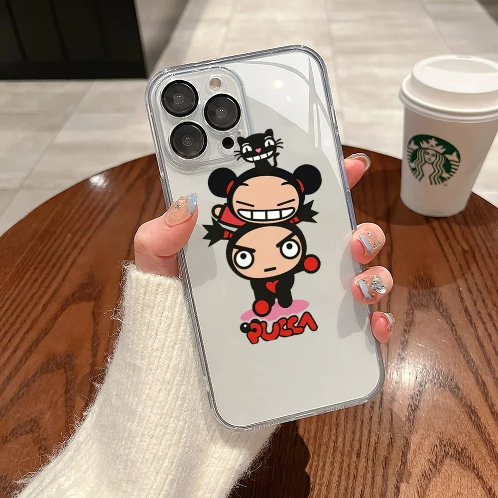 Niedliche Cartoon Pucca Garu Handy hülle für Samsung Galaxys20 S21 S22 S23 Fe Lite plus A71 Note20 transparente Hülle