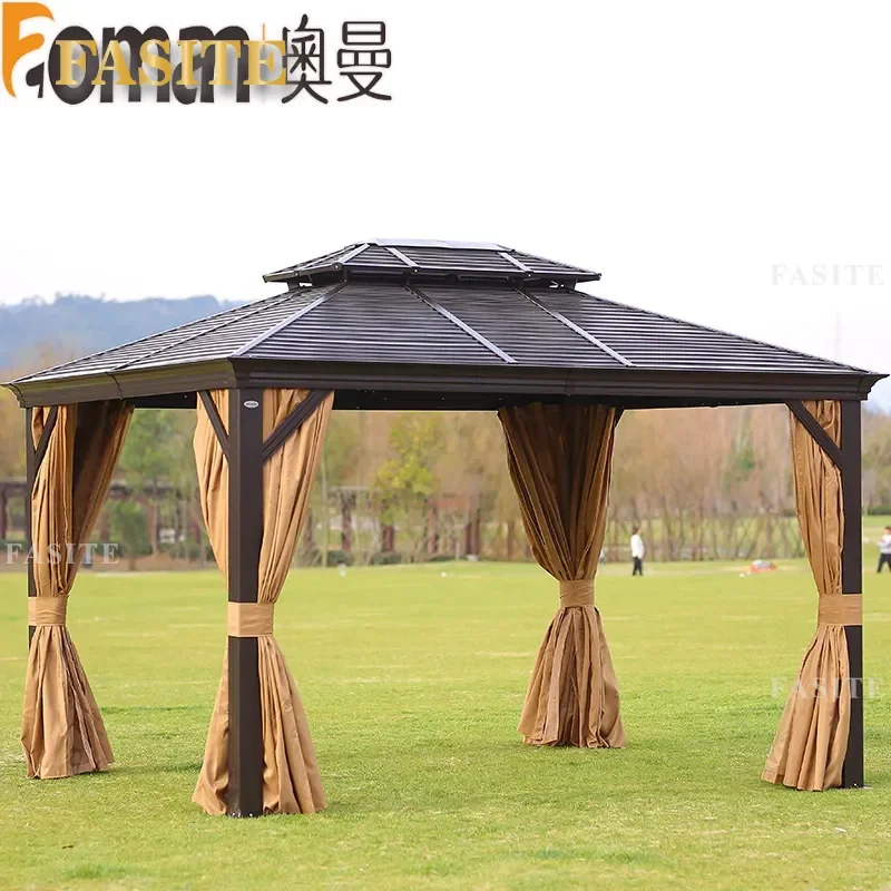 For Outdoor Gazebo Tent Aluminum Alloy Sun Shade Canopy Rainproof Pavilion for Garden Courtyard Villa Balcony Open Air