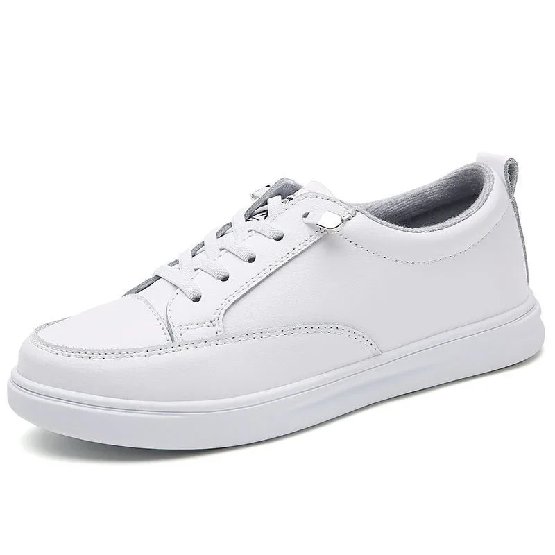 Genuine Leather Women Casual Sneakers Plus Size Spring Summer Skate Shoes Ladies Little White Vulcanized Shoes Woman