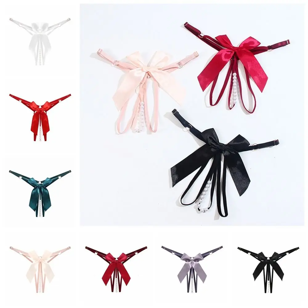 الملابس الداخلية بلون مثير الجوف خارج سيور اللؤلؤ النايلون الدانتيل g-سلسلة القوس منخفضة الخصر المرأة ملخصات الفتيات