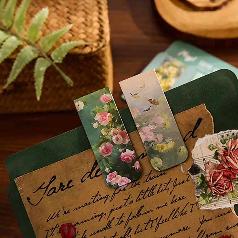 4 pz/set segnalibro letterario Vintage creativo magnetico a doppia faccia stampato segnalibro magnetico cartella studenti