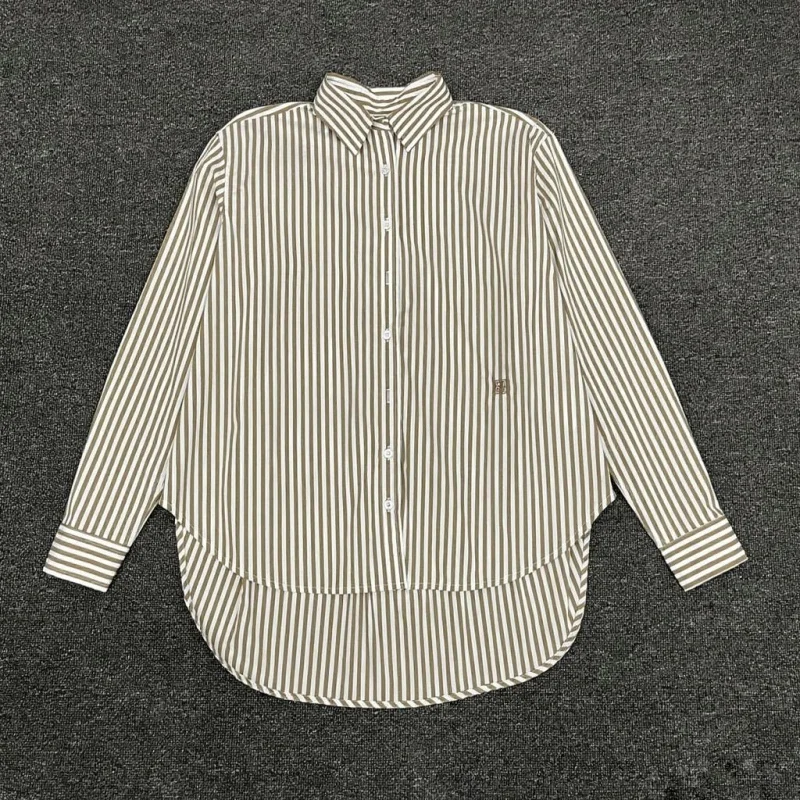 Camicia a righe Northern EuropeTOT per donne inizio autunno 2025 nuova camicia casual da pendolare con colletto rovesciato a maniche lunghe