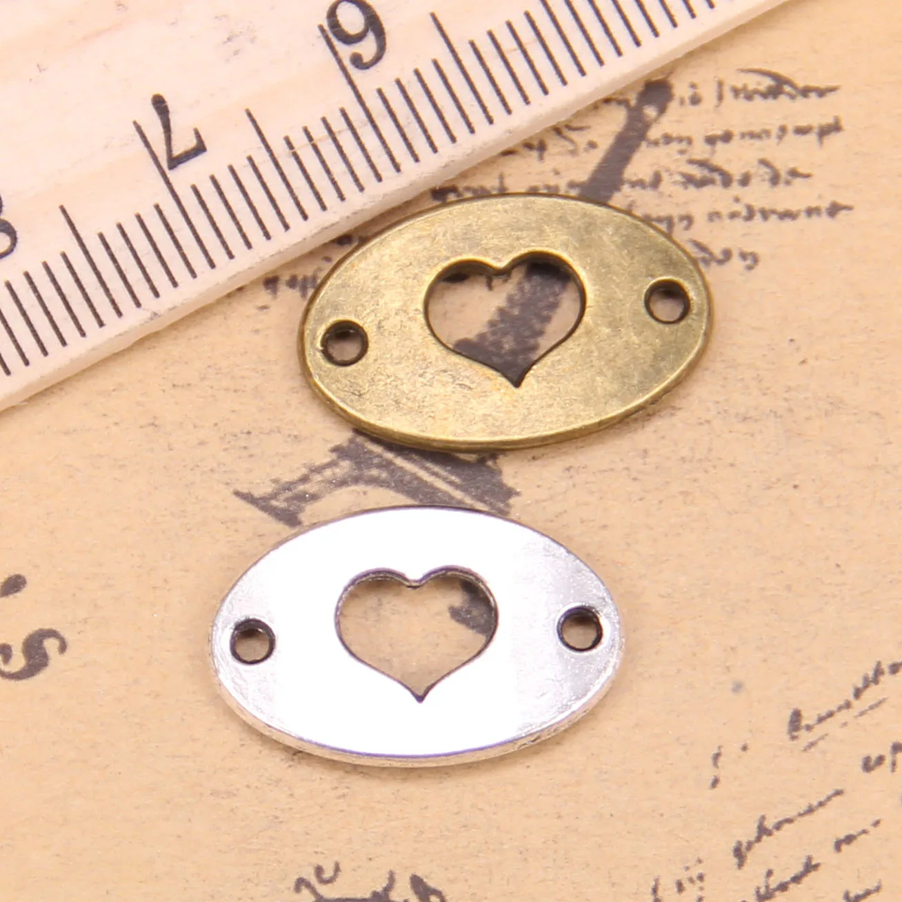 72pcs Jewelry Charms heart connector 13x20mm Antique Silver Plated Pendants Making DIY Handmade Tibetan Silver Jewelry