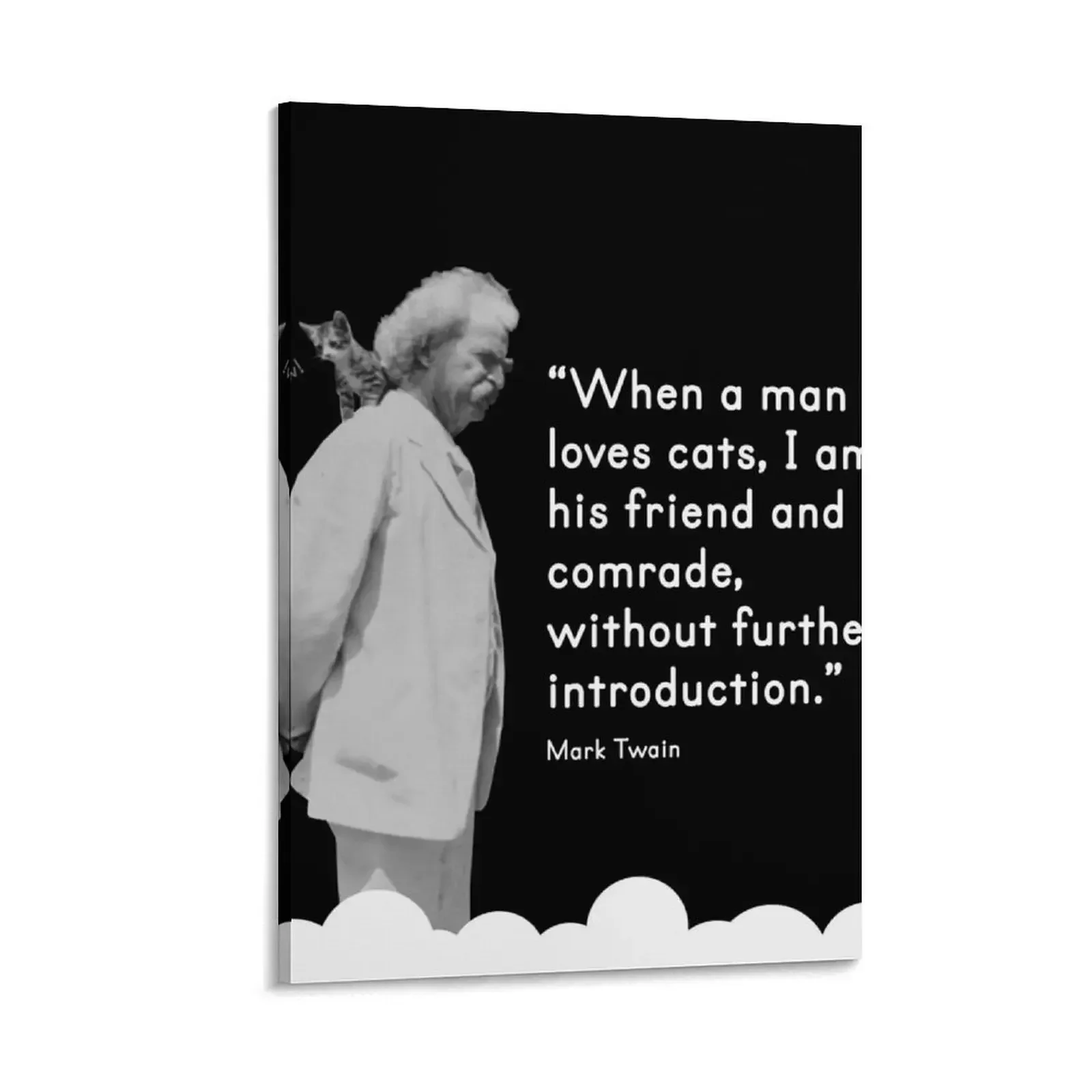 

MARK TWAIN LIKES CATS Canvas Painting decorative frames wall room room decors aesthetic room decorations aesthetic