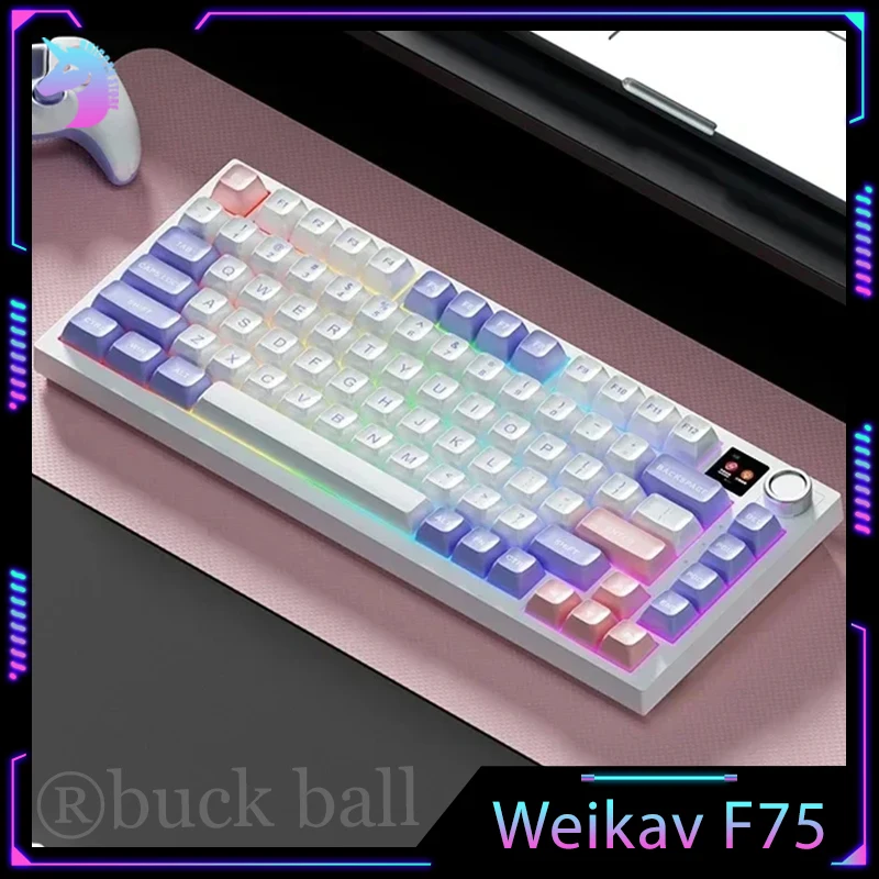 

WEIKAV F75 Mechanical Gamer Keyboard 3Mode 2.4G PBT Bluetooth Wireless Keyboard Rgb Backlit Hot Swap Office Gaming Keyboard Gift