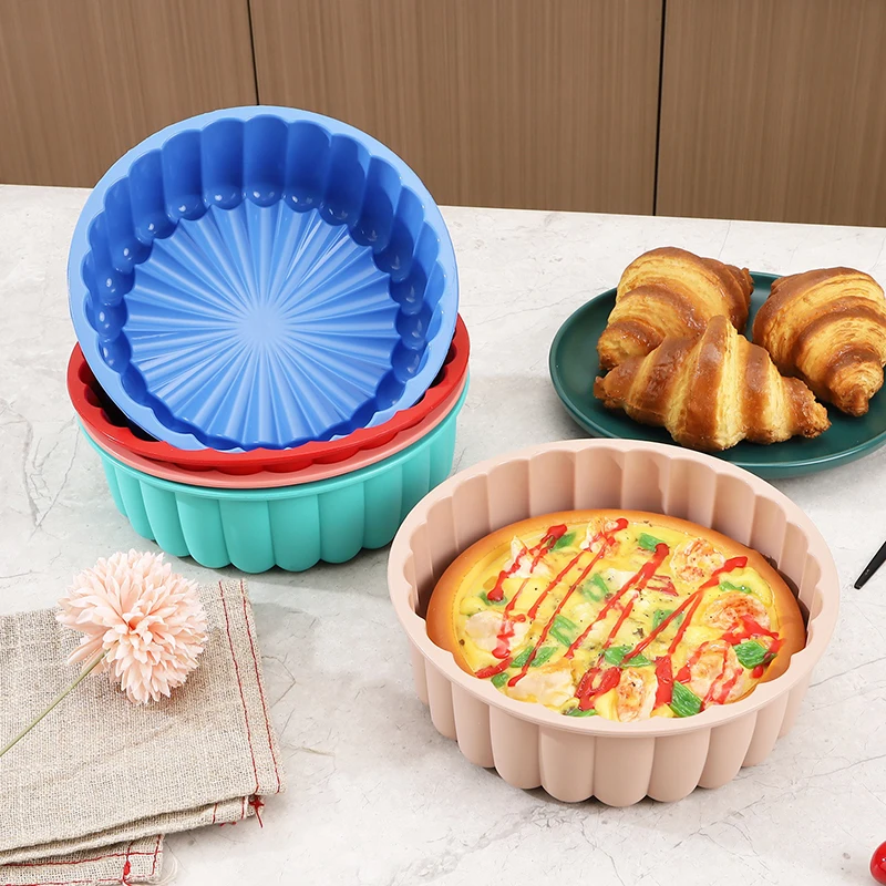 Cakes Pan Round Silicone Baking Pan Sponge Flan Mold Strawberry Shortcake Baking Pan Kitchen Silicone Moulds