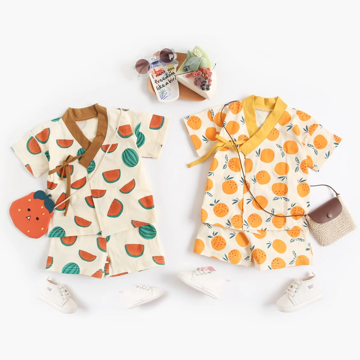 Sanlutoz Cute Printing Cotton Baby Boys Girls Clothes Sets Summer Infants Short Sleeve Tops + Shorts 2pcs