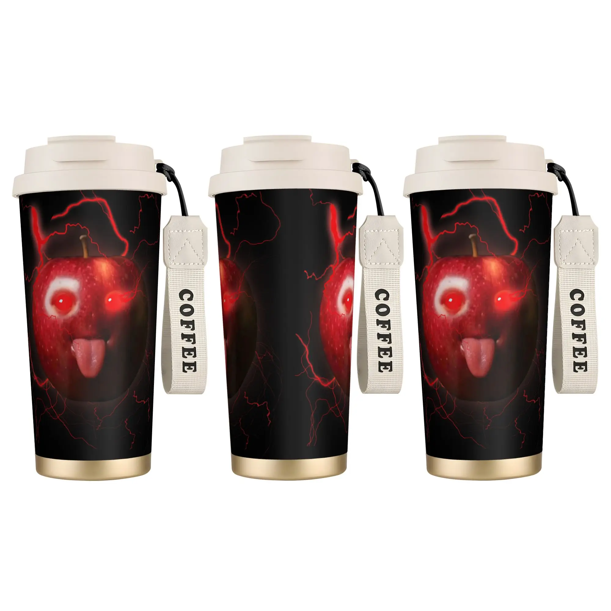 Funny Silly AI Apple gen z Meme BrainRot Humor Tongue Out Coffee Mug  Cold Hot Stainless Steel Tumbler Water Bottle Thermal Cup