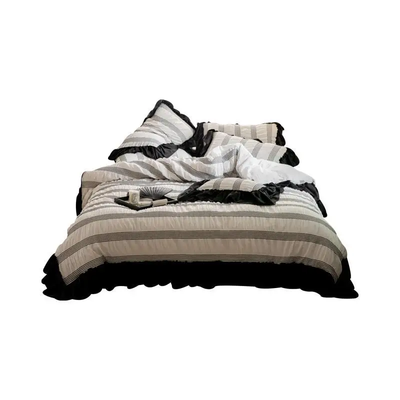 

Pure cotton bed sheet quilt cover four-piece set, French style, retro luxury bedding