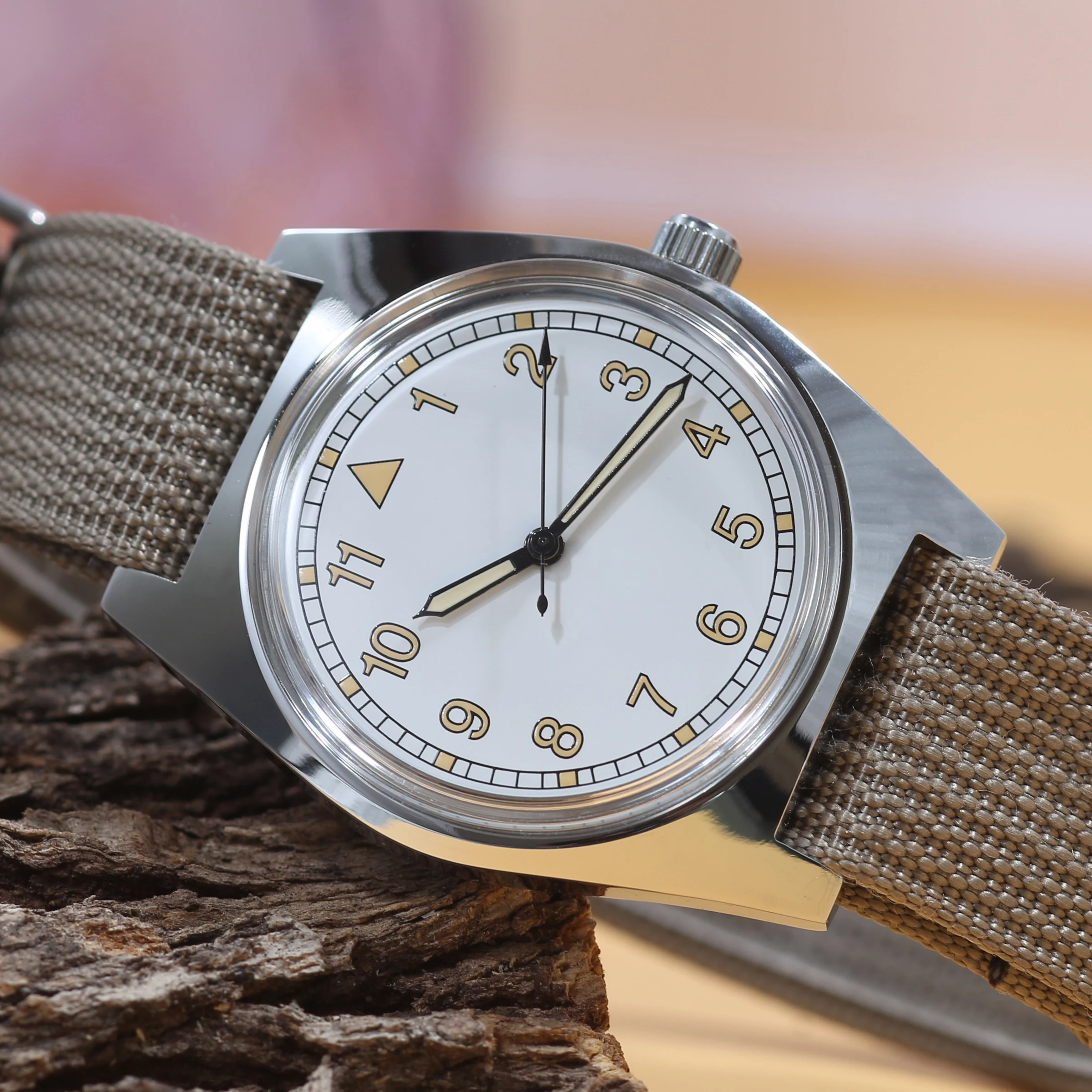 ساعة بايلوت للرجال حركة ميكانيكية يدوية 36 ملم ريترو مينا صغيرة ستانلس ستيل مقاومة للماء للرجال والنساء #3