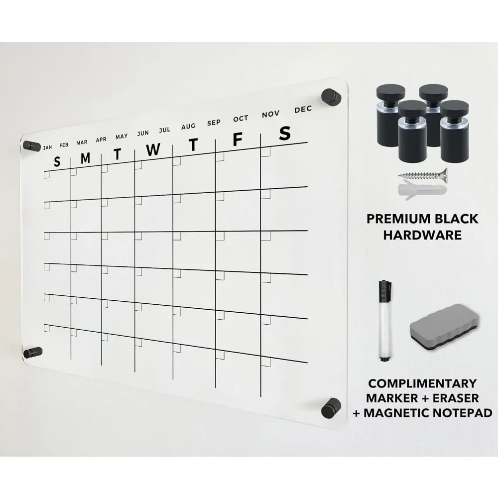 تقويم حائط أكريليك كبير - لوح قابل لإعادة الاستخدام للمكتب والمنزل - لوح مسح جاف - تقويم زجاجي كبير للجدار #4