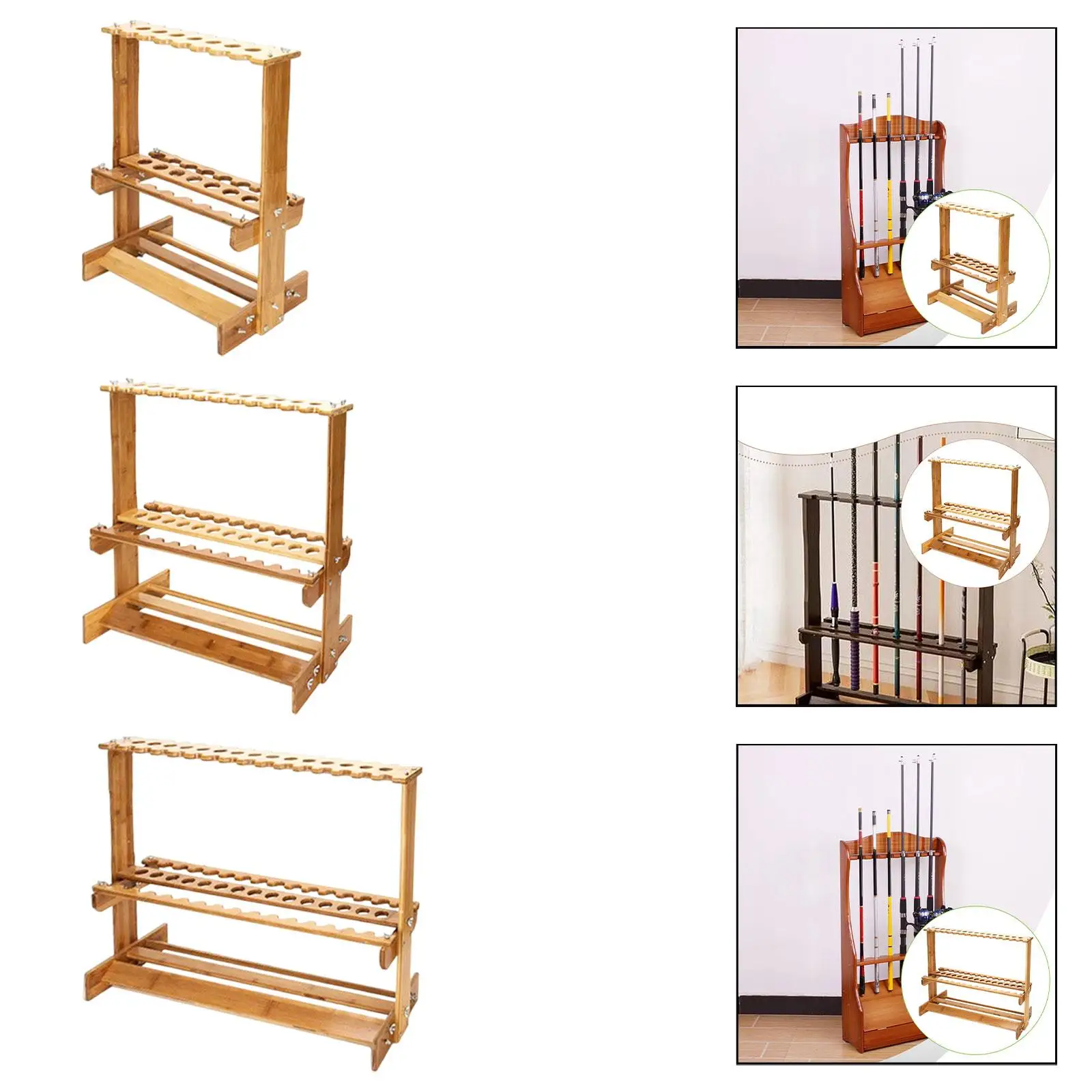 

Бамбуковая стойка для удочки, держатель для удочки, вертикальный напольный многофункциональный органайзер, подставка для хранения на открытом воздухе