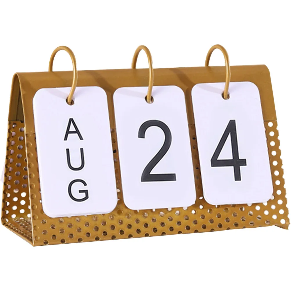 Metal Desk Calendar 2023 Exquisite Iron Frame Desktop Organizer Clear Printing Home Office Small Calendar Time Planner