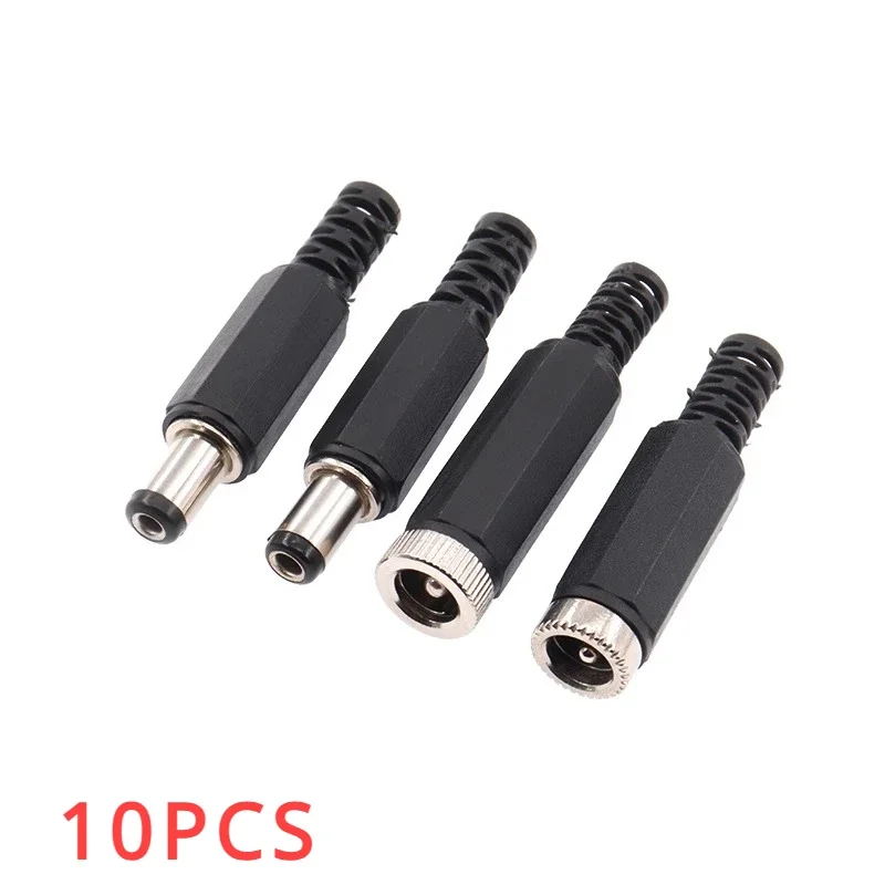 

10PCS 24V 12V 3A Plastic Male Plugs + Female Socket Panel Mount Jack 5.5x2.1mm DC Power Connector Electrical Supplies 5.5*2.5