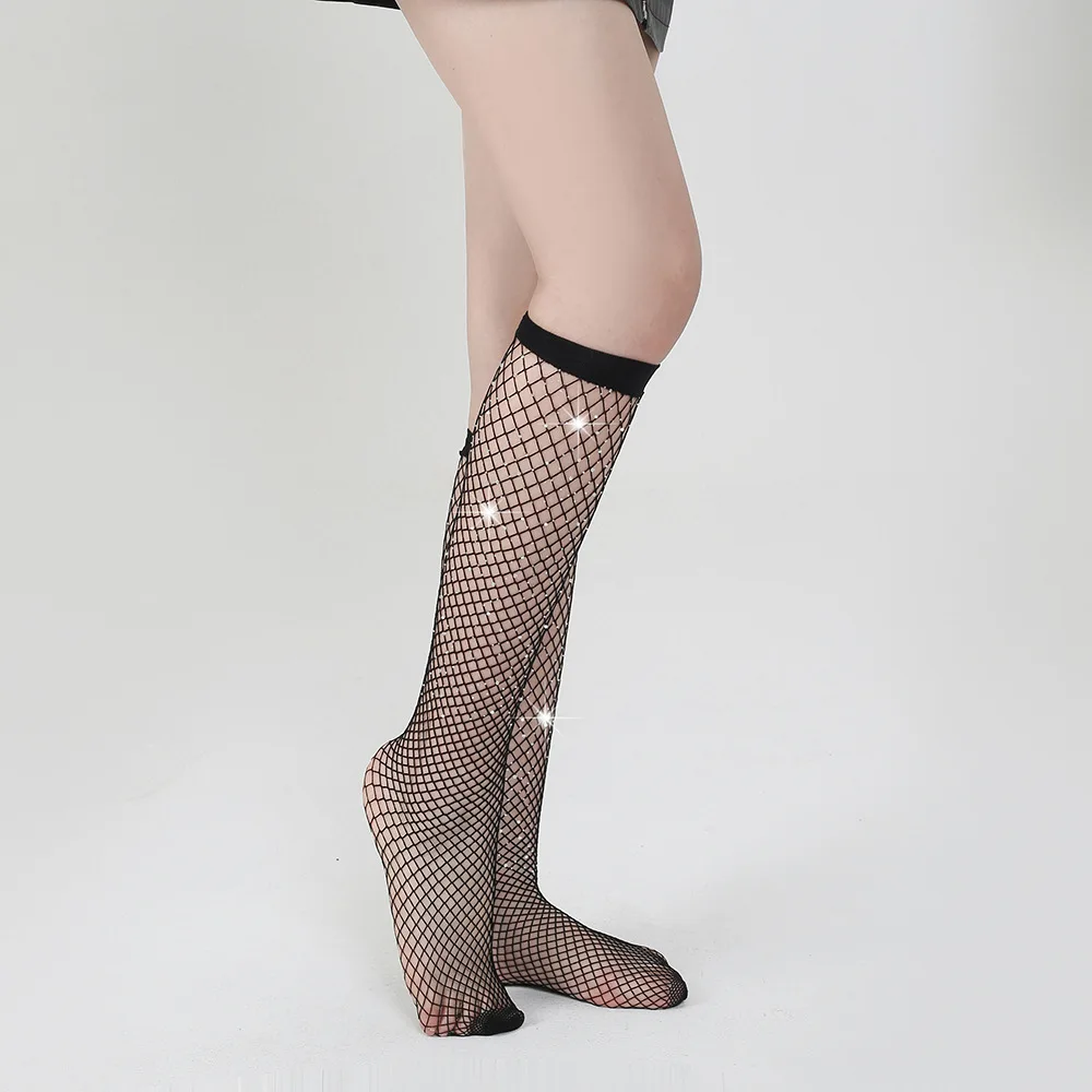 Luxury Diamond Stockings Women Socks Sexy Night Club Party Wear Knee High Socks Glitter Carnival Shiny Fishnet Stockings Women