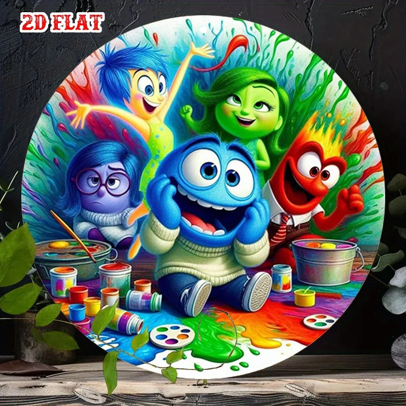 [مسطح [مسطح] لافتة ألومنيوم مستديرة 2D مخصصة قطعة واحدة من Pixar، لافتة من القصدير المعدني الداخلي والخارجي، لافتة ألومنيوم مستديرة للرسوم المتحركة 7.87X7.87 -