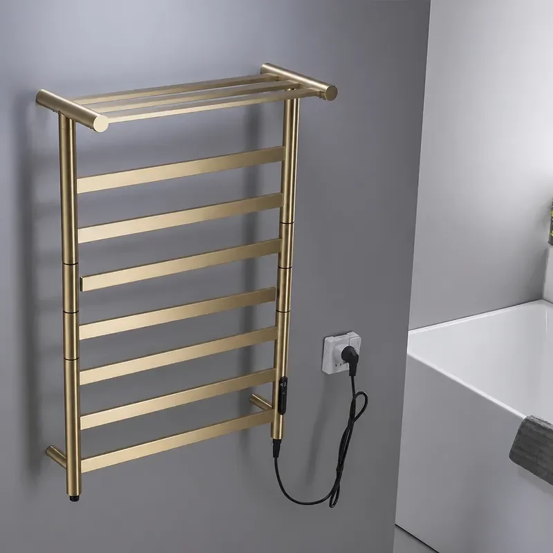 304 Stainless Steel Electric Heated Towel Rack Smart Heating Bath Towel Bar for Bathroom European Standard Factory Direct