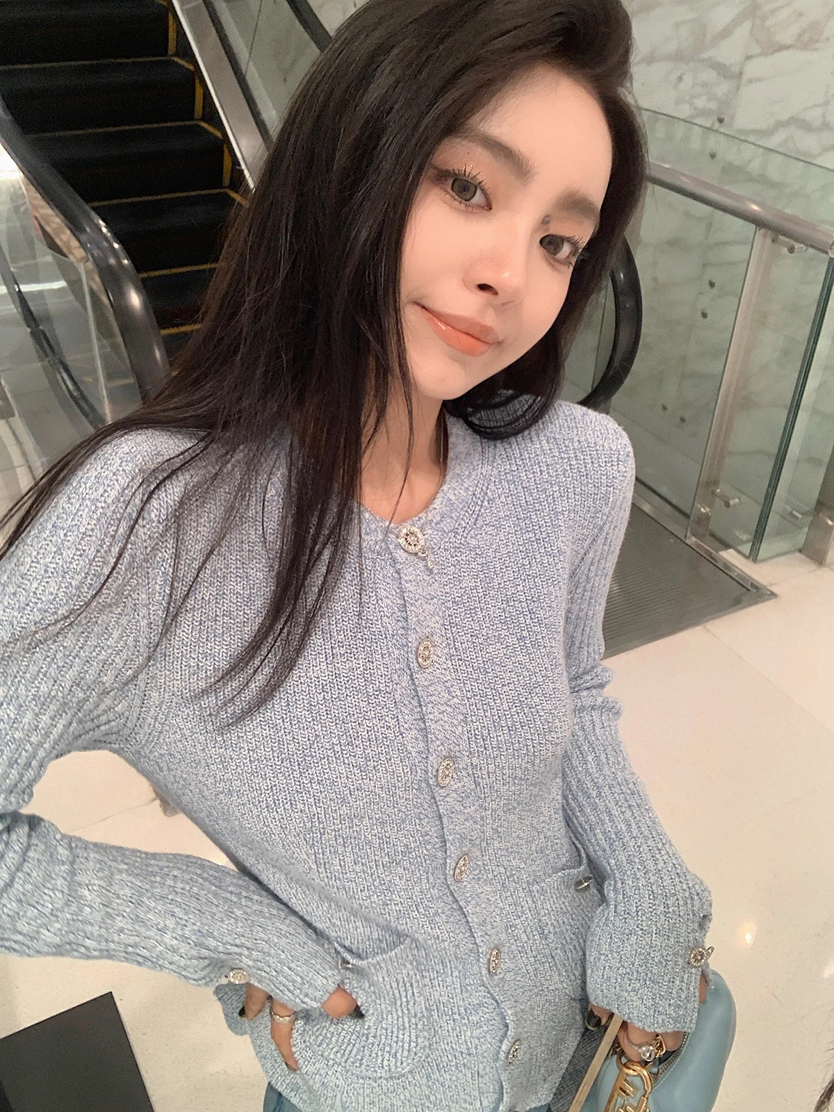 

Ele Lazy Open Cardigan Cotton Sensation Special Core Yarn Slimming Knitted Outerwear Women's Faion Autumn 2023