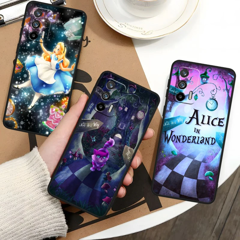 Alice In Wonderland Cool For OPPO Realme GT3 2 C55 C33 C35 C30S C31 X3 X2 Q5i Q3S C21Y Pro Black Silicone Phone Case