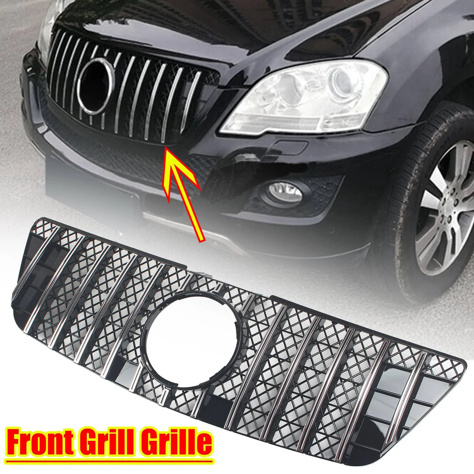 Car Accessory Front Bumper Upper Grille Racing Grill For Mercedes Benz  W164 2009-2012 Diamonds Style GTStyle