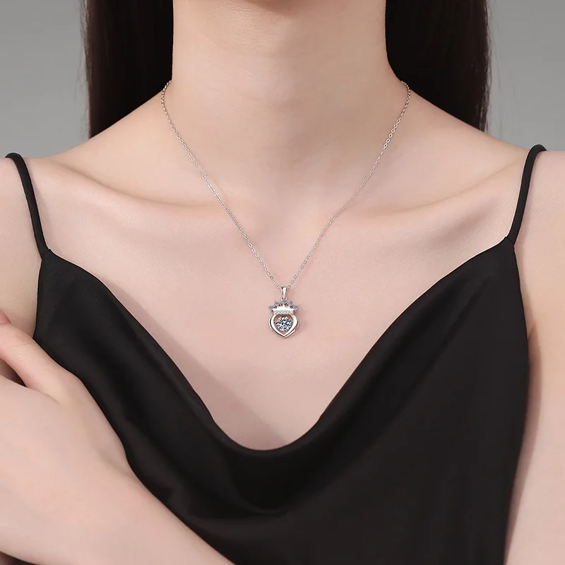 Colar feminino de moissanite pt950 1ct com pingente de dança, joia de dia dos namorados, presente de platina brilhante b2b atacado
