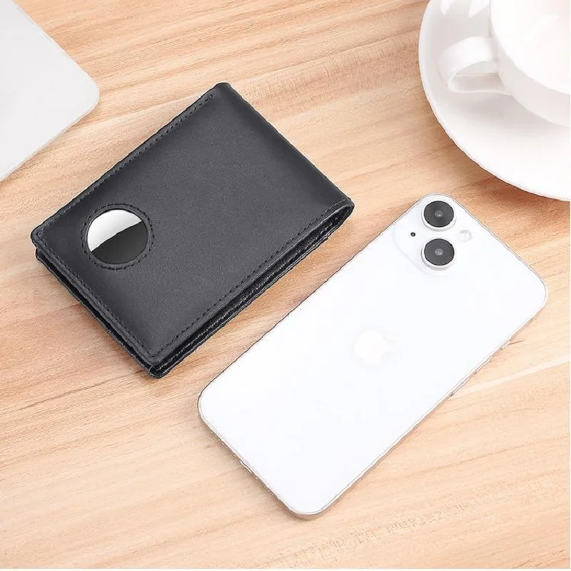AirTag Wallet for Men Genuine Leather Bifold Wallets with AirTag Holder Classic RFID Slim Front Pocket Men Card Holder Purse
