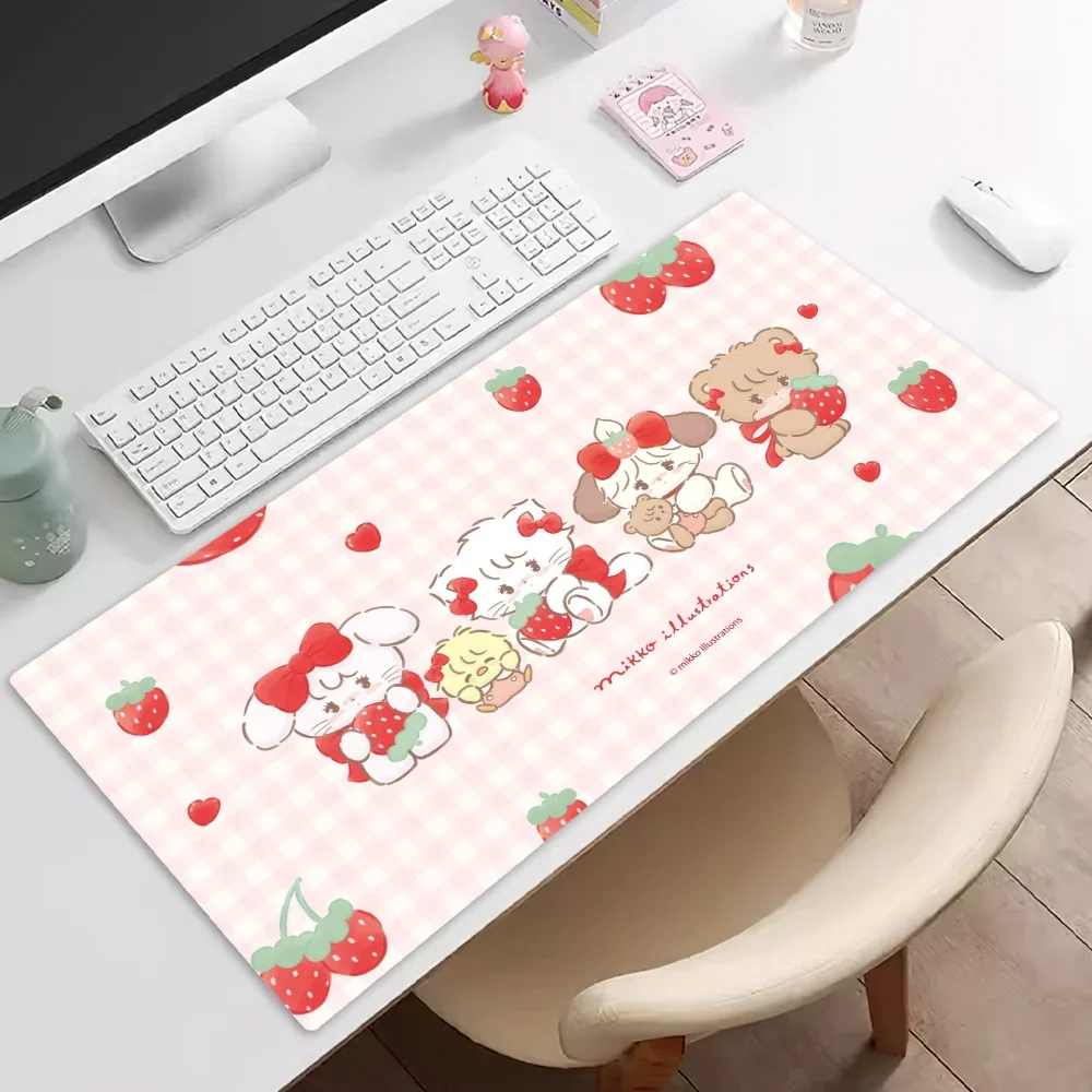 Mikko Illustrations Cute Mousepad Pad Rubber Table Mat Extended Gaming Lock Edge Keyboard Mat