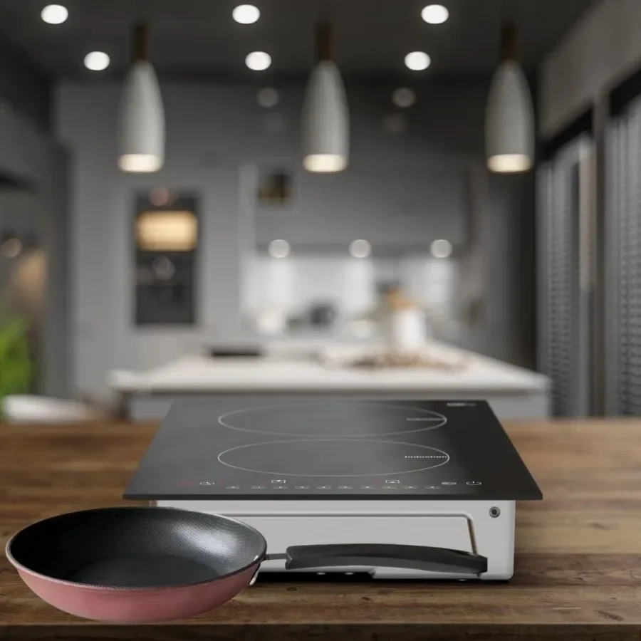 Portable Induction Cooktop with Digital Ceramic Top and Safety Lock for Home Kitchen 120V 1800W Dual Cooking Zones with Touch S