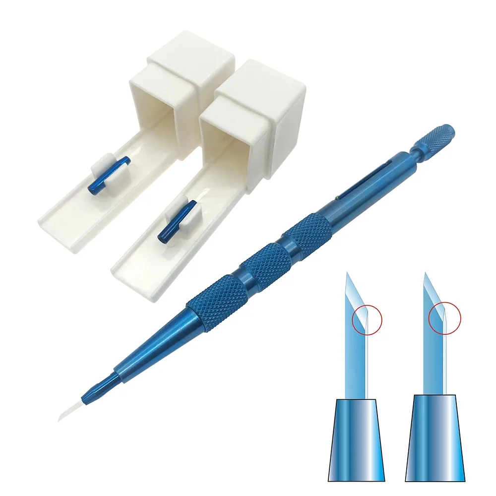 

Sapphire Double / Single Edge Blade 1set Keratome Blades with handle Ophthalmic Blades Instruments