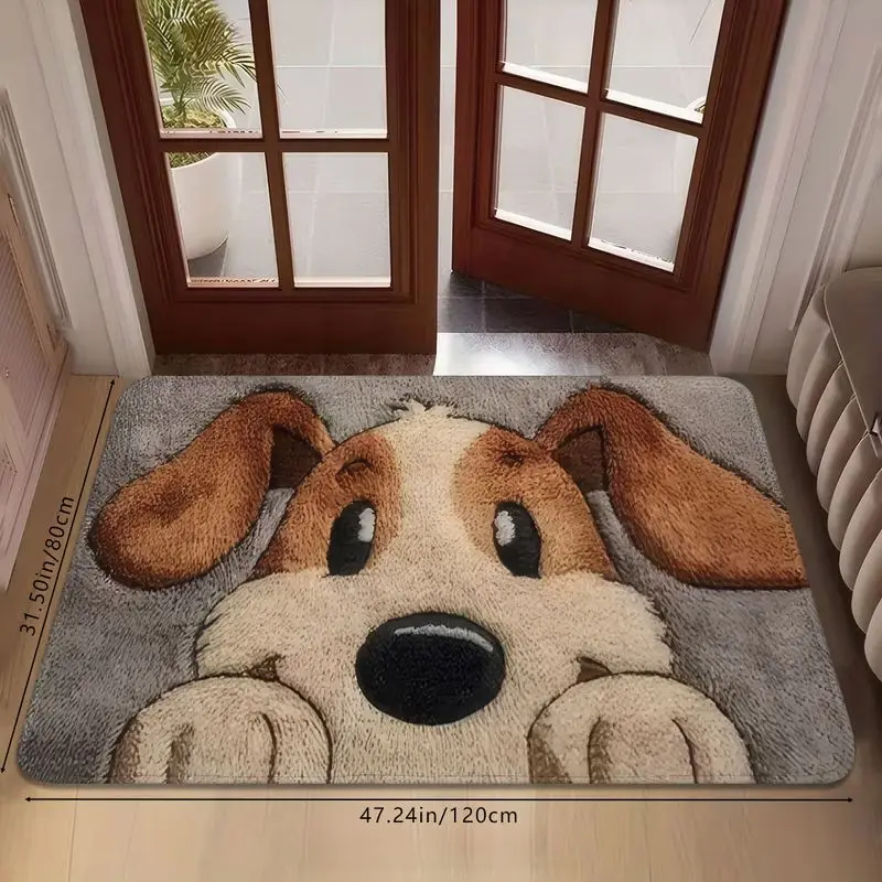 VIKAMA Cute Puppy Door Mat Cartoon Dog Print Non Slip Rug For Entryway Front Door Indoor Outdoor Porch Kids Room Pet Lover Decor