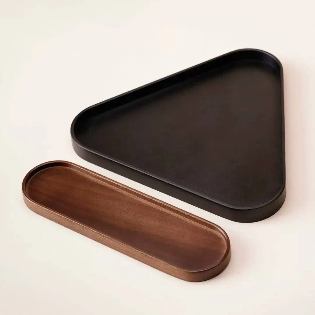 

A [Snooker] Triangular Made Of Black Walnut Wood, Small Household Tray For Dry Brewing, Tea Table