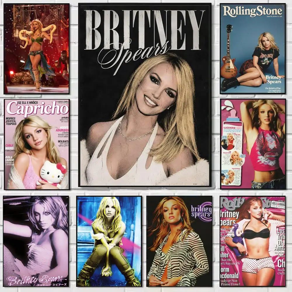 B-Britney Spears Singer Poster Self-adhesive Art Waterproof Paper Sticker Coffee House Bar Dorm Room Wall Decor