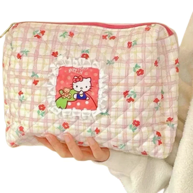 Women Kawaii Hello Kitty Makeup Bag Cosmetic Case Bag Portable Travel Bag Anime Girl Organizer Storage Portable Toiletry Bag