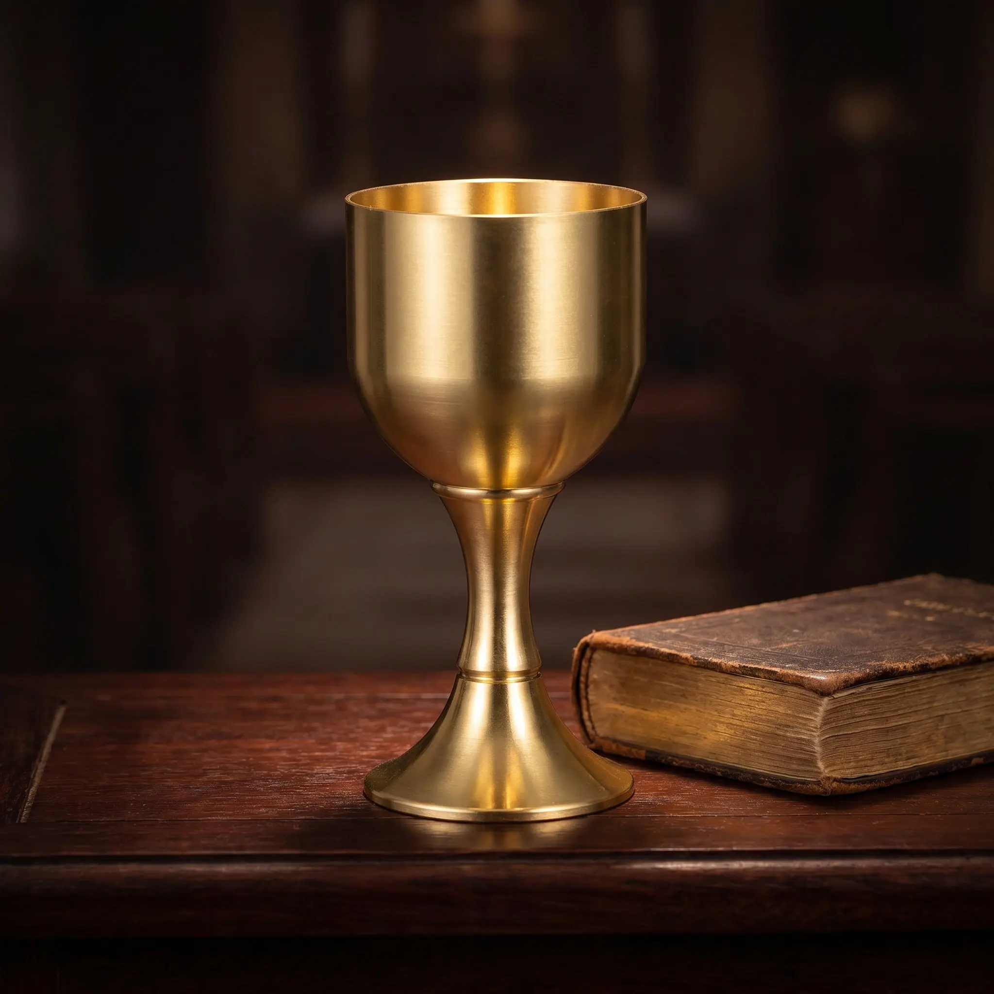 2Pcs Brass Wedding Goblet Stemmed Chalice Communion Cup Banquet Ritual Wine Goblet Decorative Copper Cups Holy Communion Cup